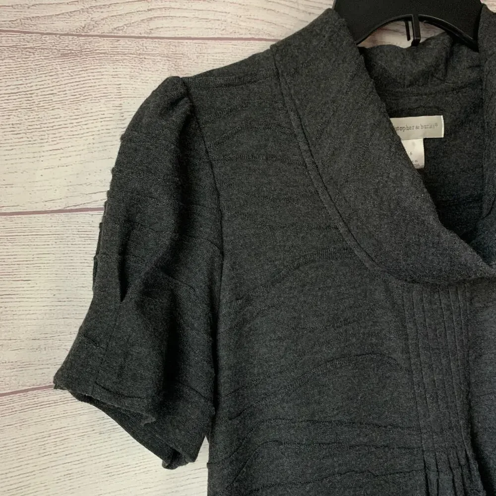 Christopher & Banks Gray Cowl Neck Dress Short Sleeves Size 6